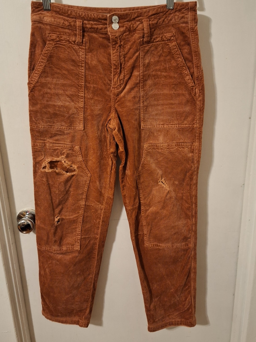 Pilcro Women's Boot Flare Corduroy Pants in Rust Brown